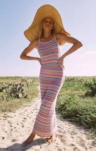 DressesSanta Cruz Stripe Crochet Midi Dress Raspberry Sorbet