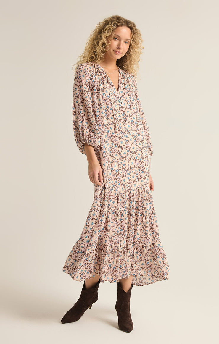 Dresses Char La Paz FLoral Midi Dress Latte