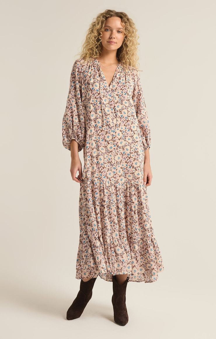 Dresses Char La Paz FLoral Midi Dress Latte