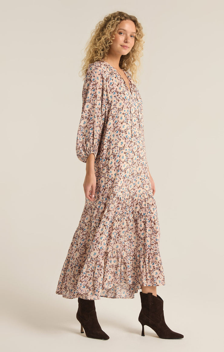 Dresses Char La Paz FLoral Midi Dress Latte