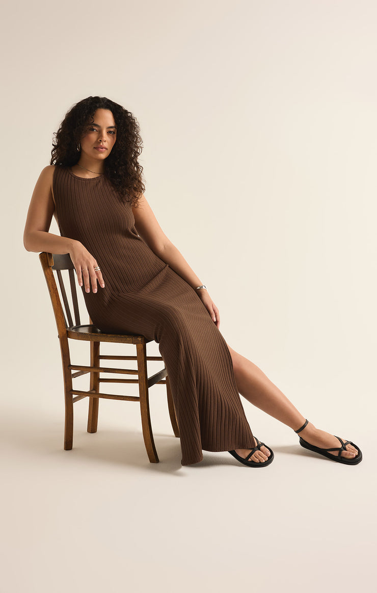 Dresses Raewyn Rib Midi Dress Dark Chocolate