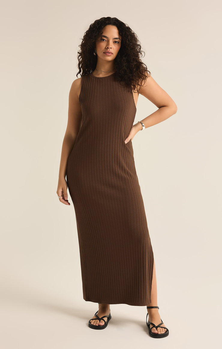 Dresses Raewyn Rib Midi Dress Dark Chocolate