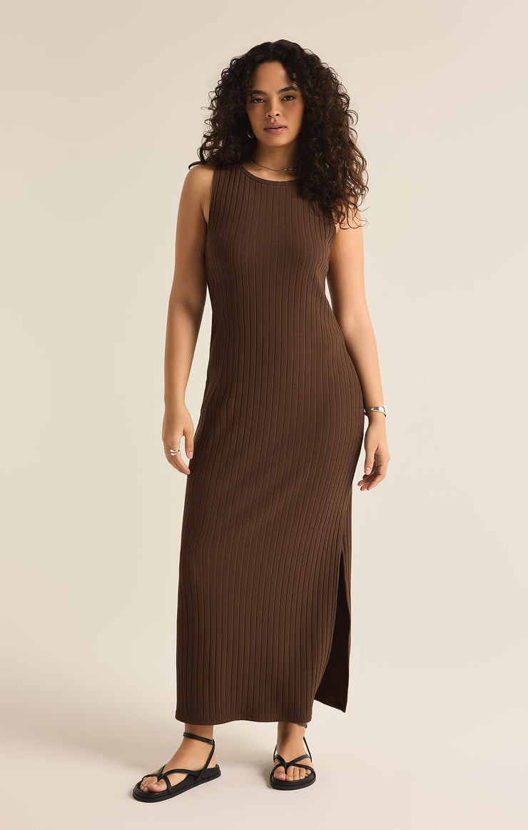 Dresses Raewyn Rib Midi Dress Dark Chocolate