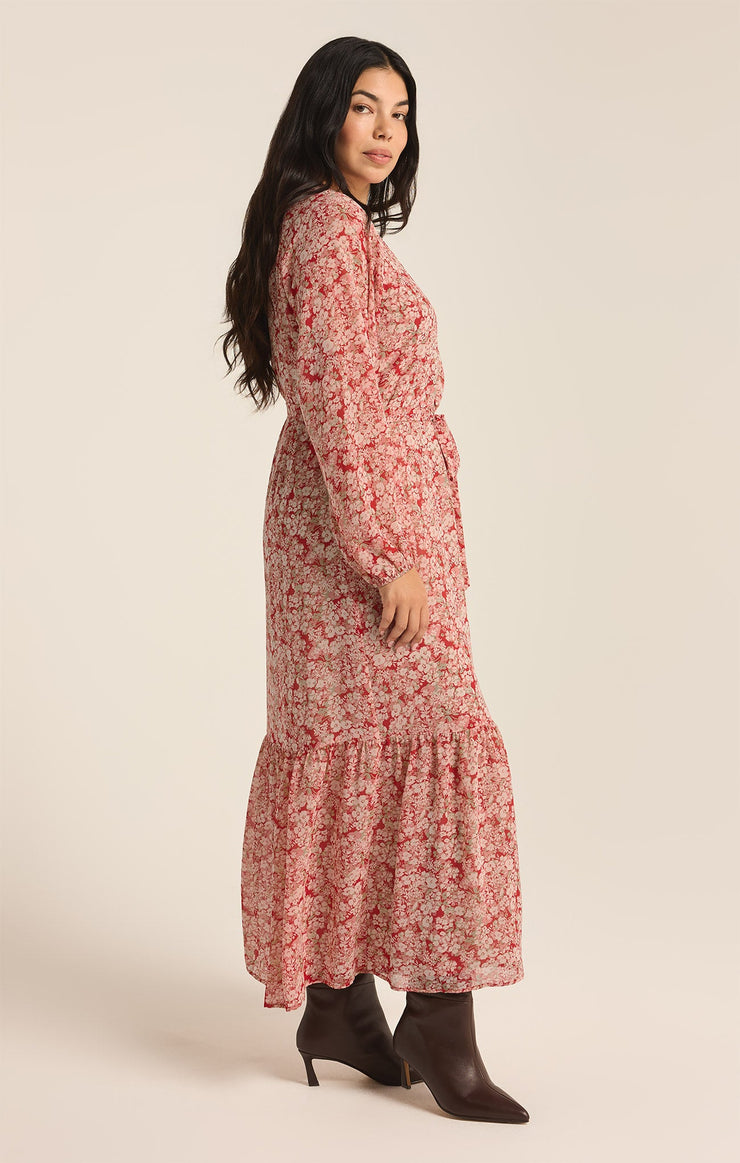 Dresses Della Floral Maxi Dress Crimson Crush