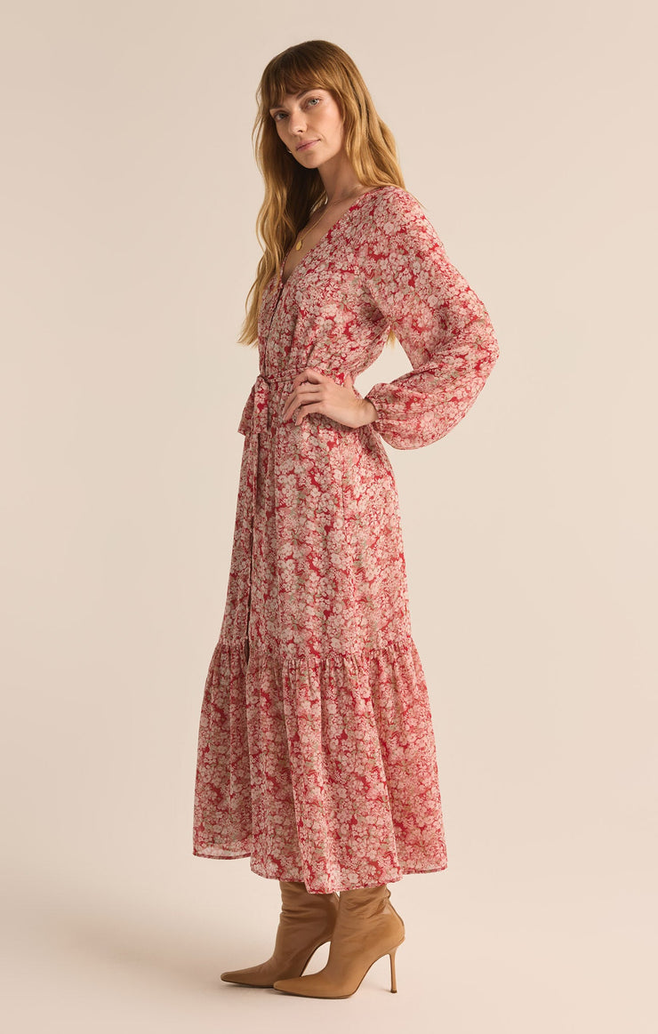 Dresses Della Floral Maxi Dress Crimson Crush