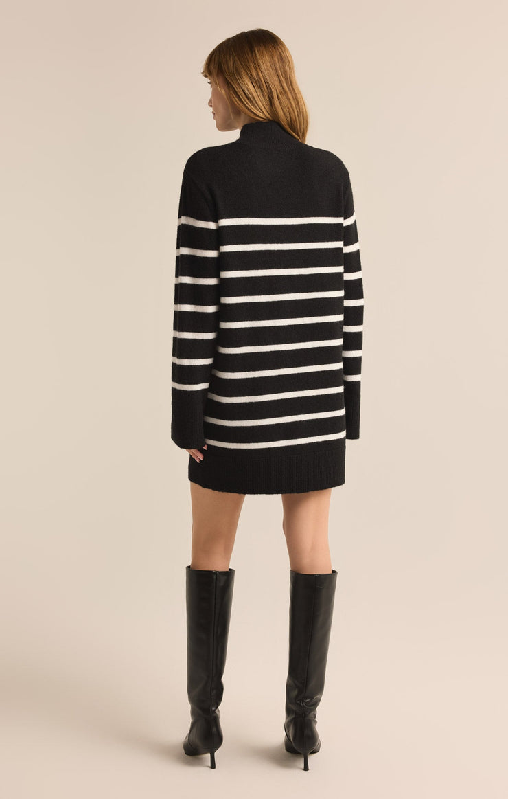 Dresses Fin Stripe Turtleneck Sweater Mini Dress Black