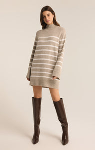 DressesFin Stripe Turtleneck Sweater Mini Dress Heather Taupe