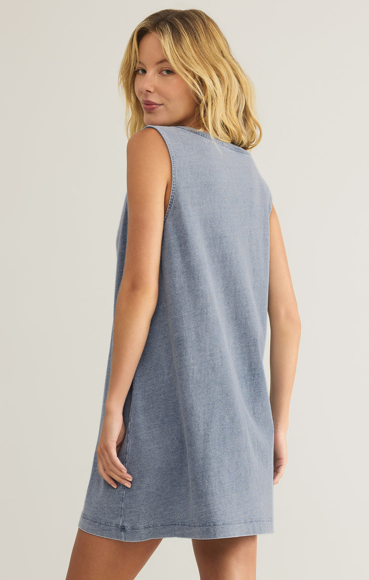 Dresses Sloane V-Neck Jersey Denim Mini Dress Medium Indigo