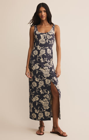 FLORAL APRON DRESS ブラック Bruna Blue/Black Floral Apron Dress l Dresses l Apparel