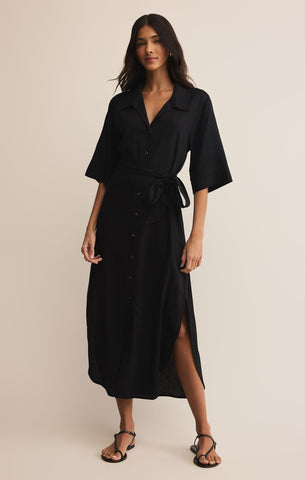 ワンピース ARGUE LINEN BOXY WIDE SHIRT DRESS ZD252642_BLK_FB1_8a47bb79-d6da