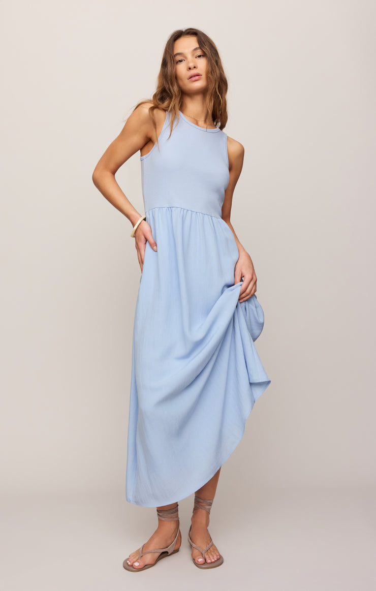 Z Supply Women's Charlotte Rib Midi Dress, BLUE LIGHT