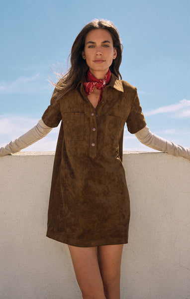 ワンピース Donna gather mini dress Brown ANDMARY】Donna gather mini dress