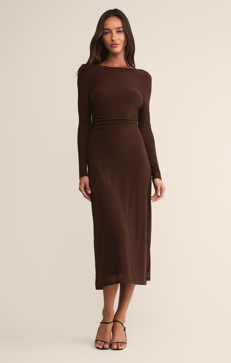 Dresses Spellbound Mesh Midi Dress Chocolate Cherry