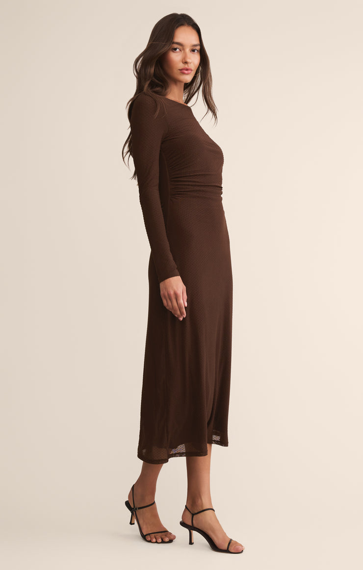Dresses Spellbound Mesh Midi Dress Chocolate Cherry