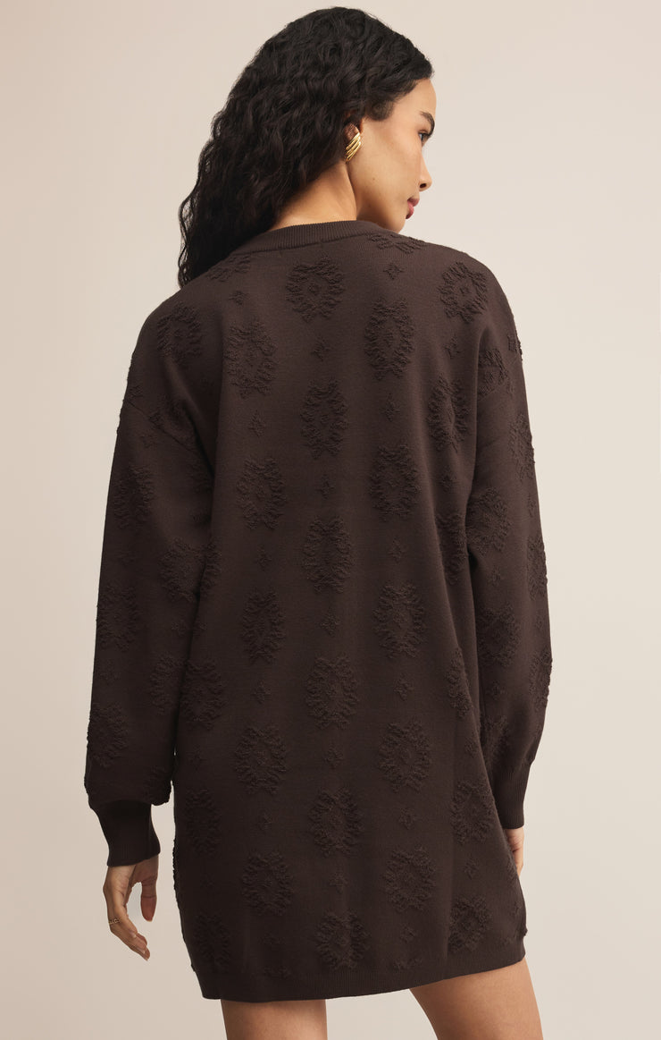 Dresses Amina Jacquard Sweater Dress Chocolate Brown