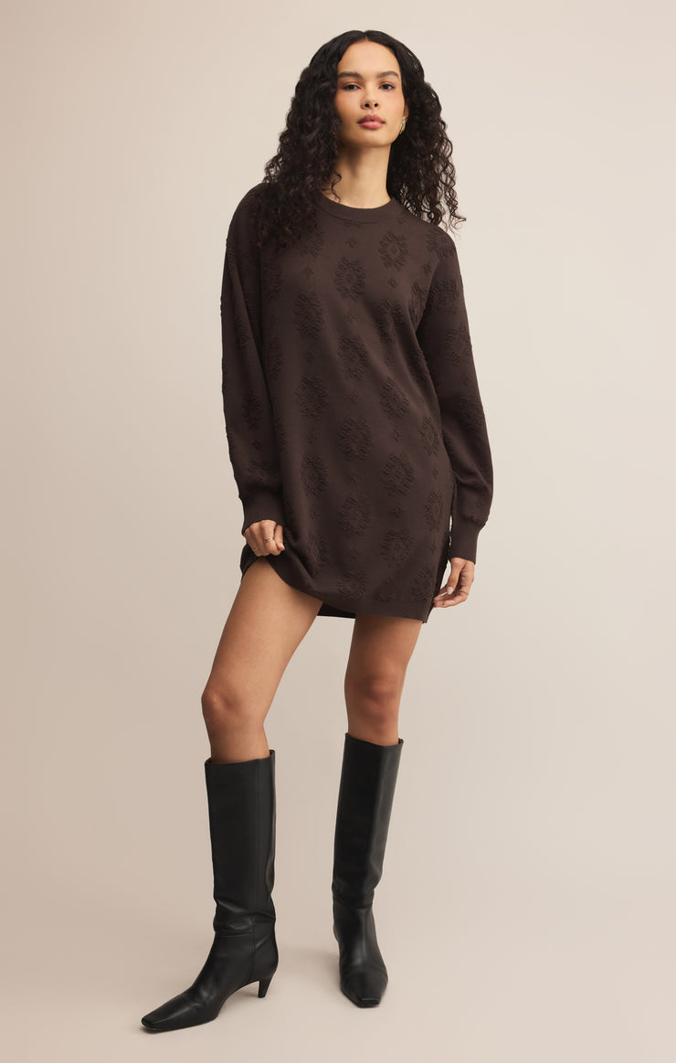 Dresses Amina Jacquard Sweater Dress Chocolate Brown