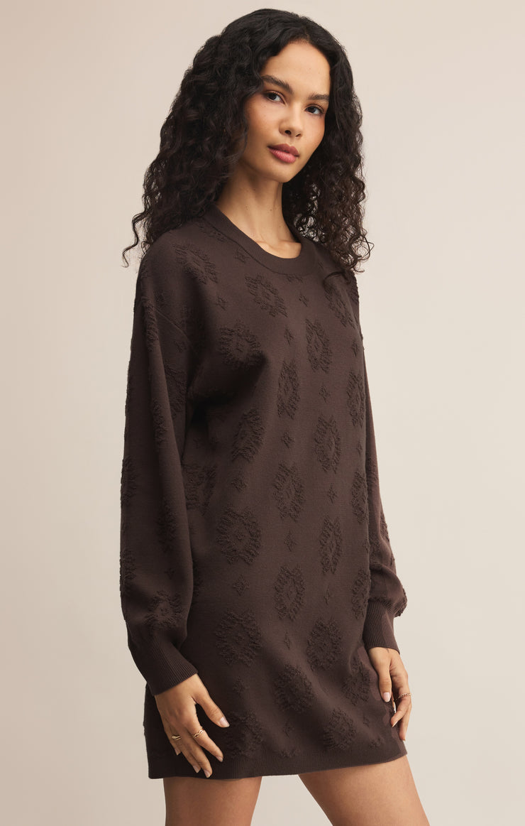 Dresses Amina Jacquard Sweater Dress Chocolate Brown