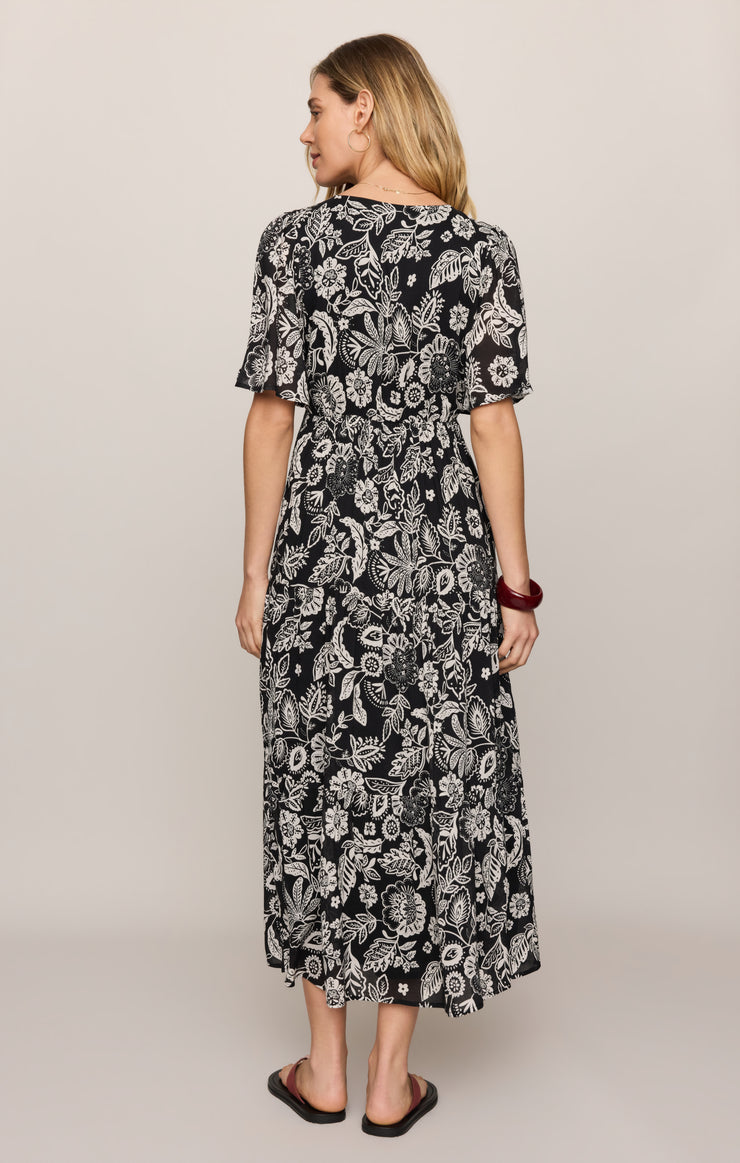 Dresses Lacey Floral Midi Dress Black