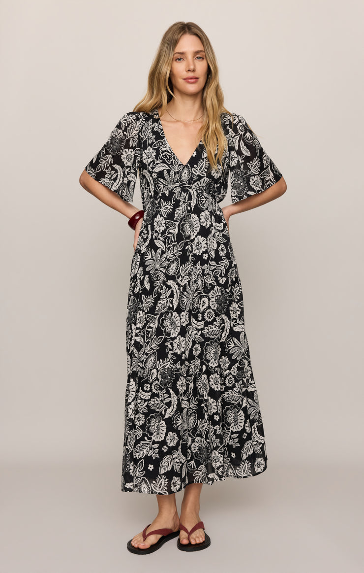 Dresses Lacey Floral Midi Dress Black