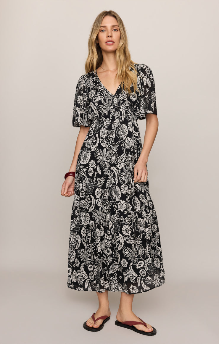 Dresses Lacey Floral Midi Dress Black