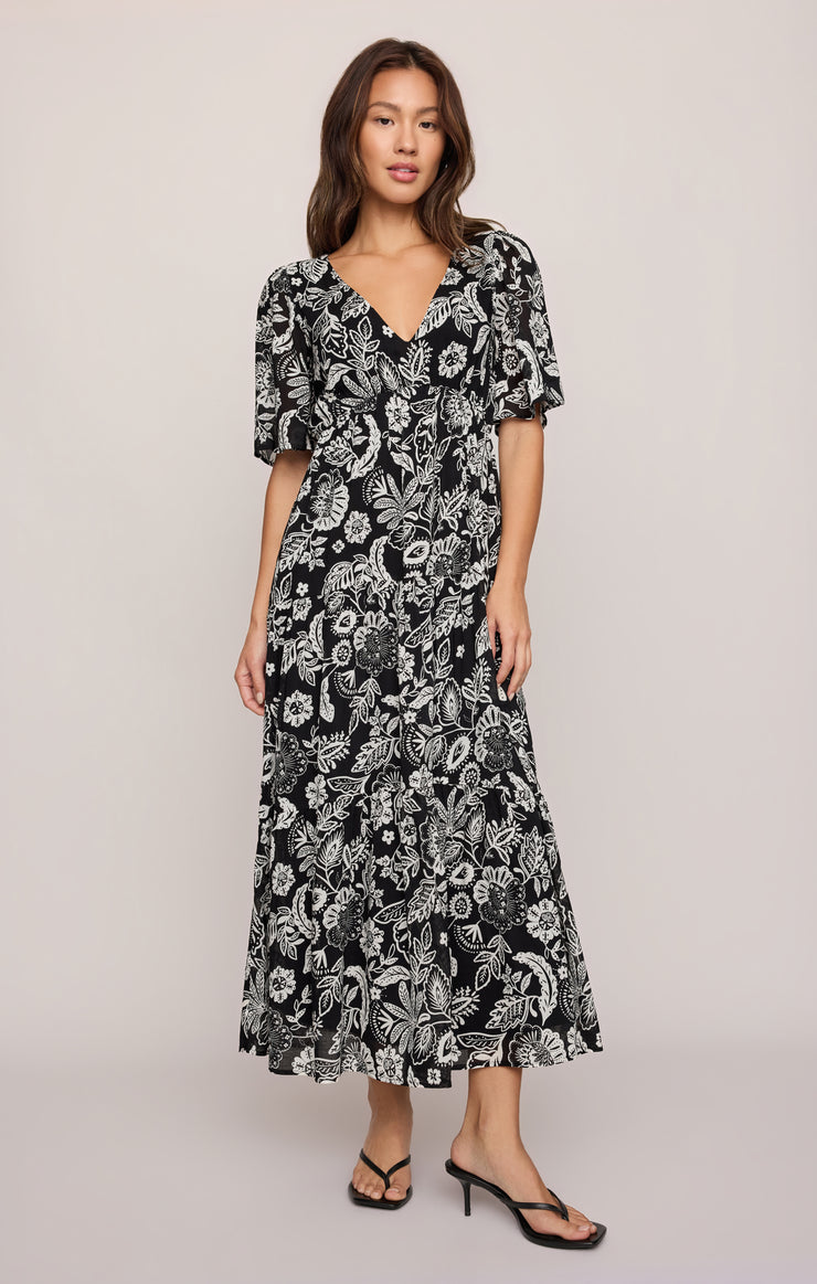 Dresses Lacey Floral Midi Dress Black