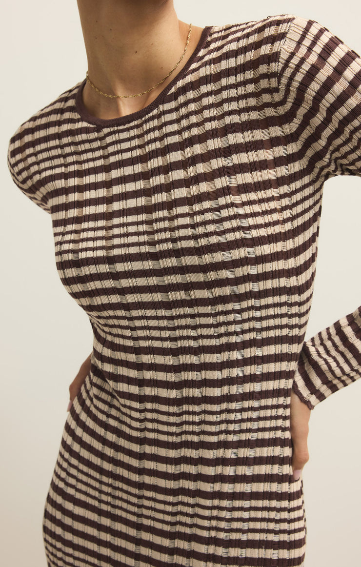 Dresses Rosetta Striped Rib Midi Dress Chocolate Cherry