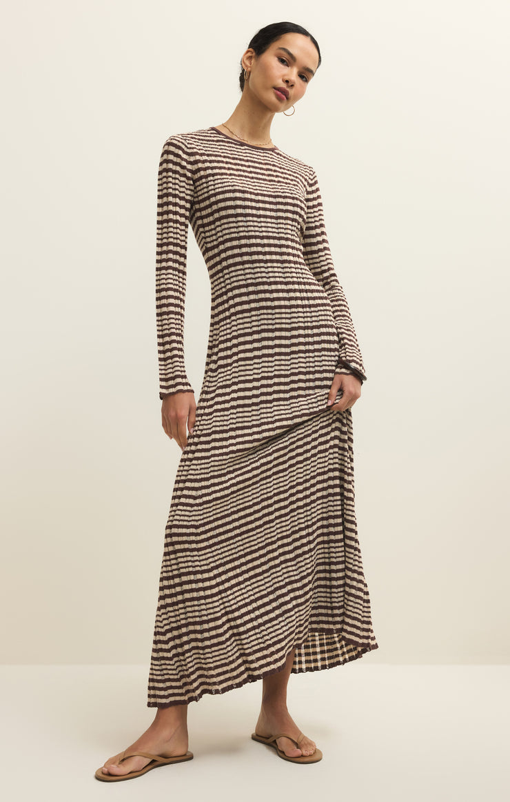 Dresses Rosetta Striped Rib Midi Dress Chocolate Cherry