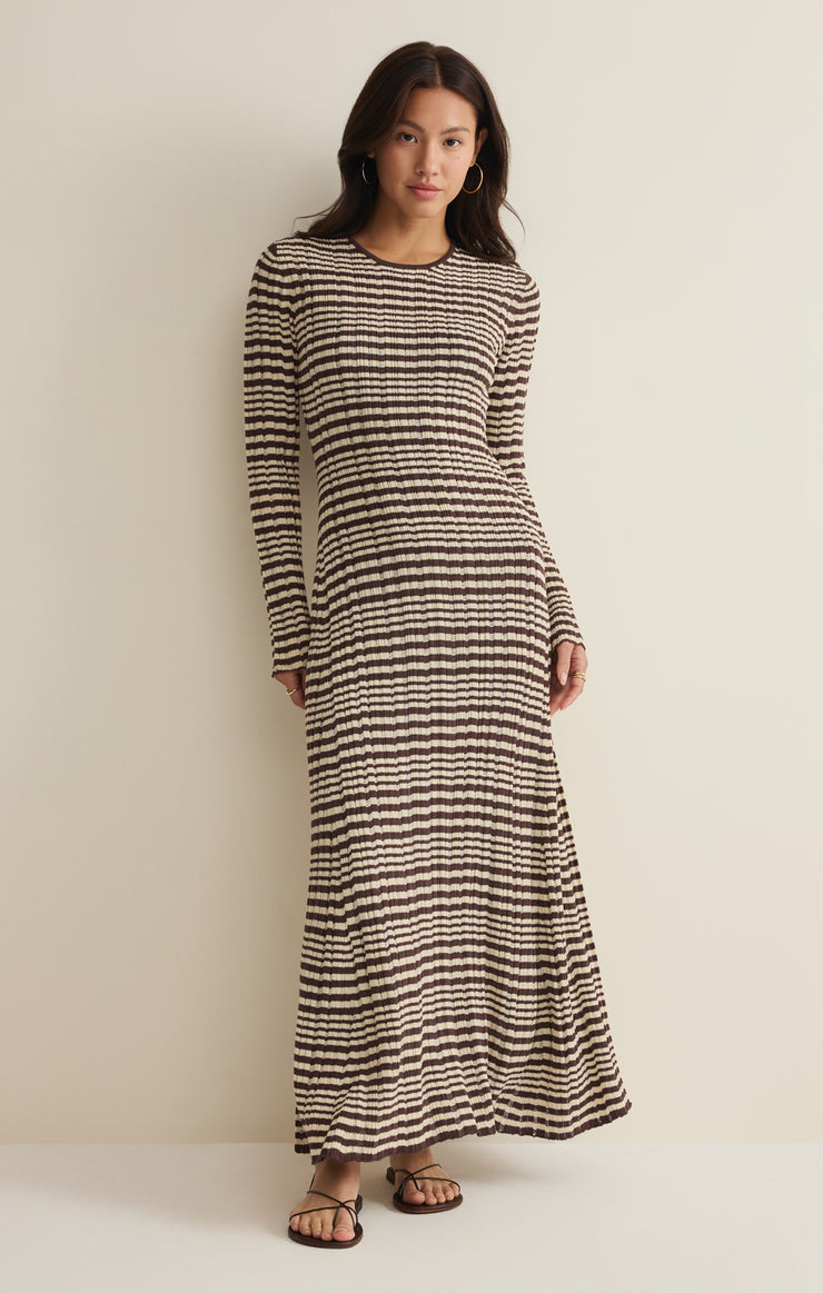 Dresses Rosetta Striped Rib Midi Dress Chocolate Cherry