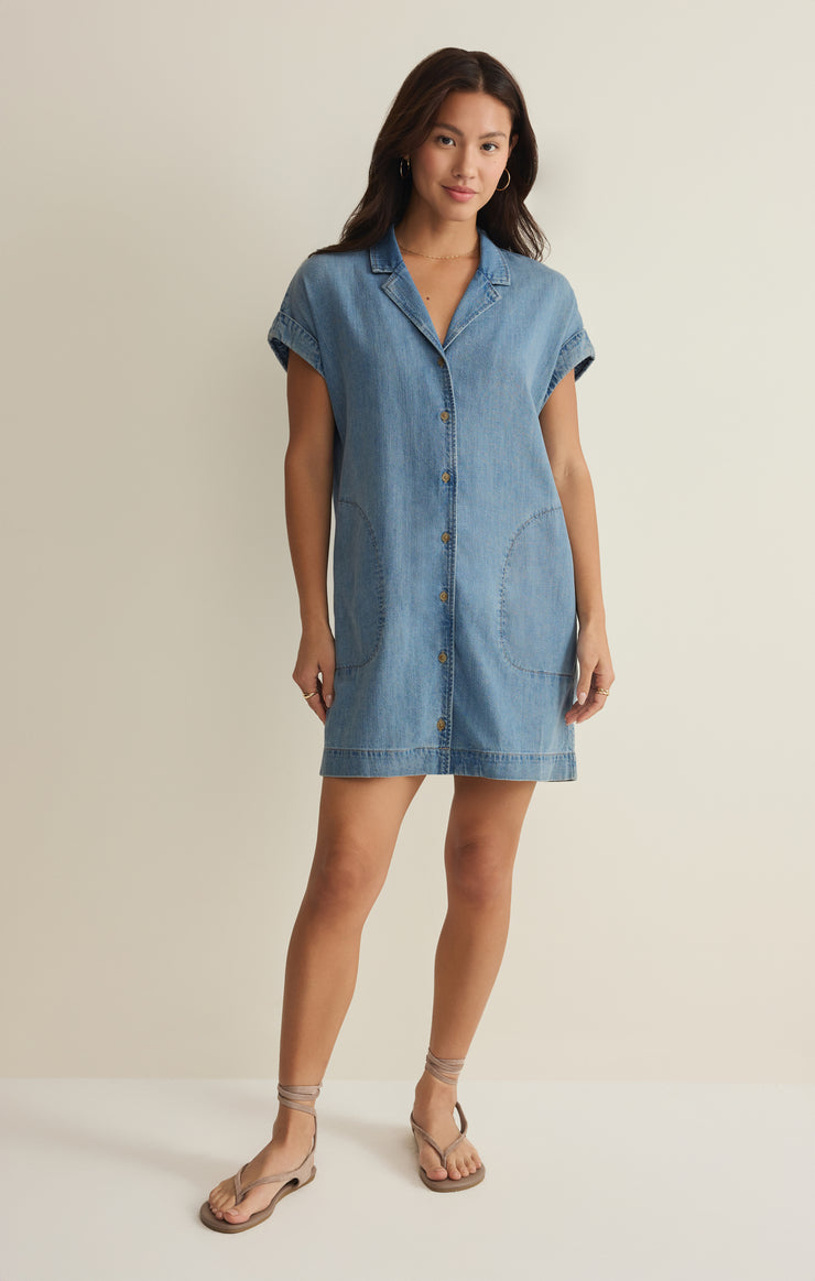 Z Supply Napa Denim Mini Dress Shoreline / L