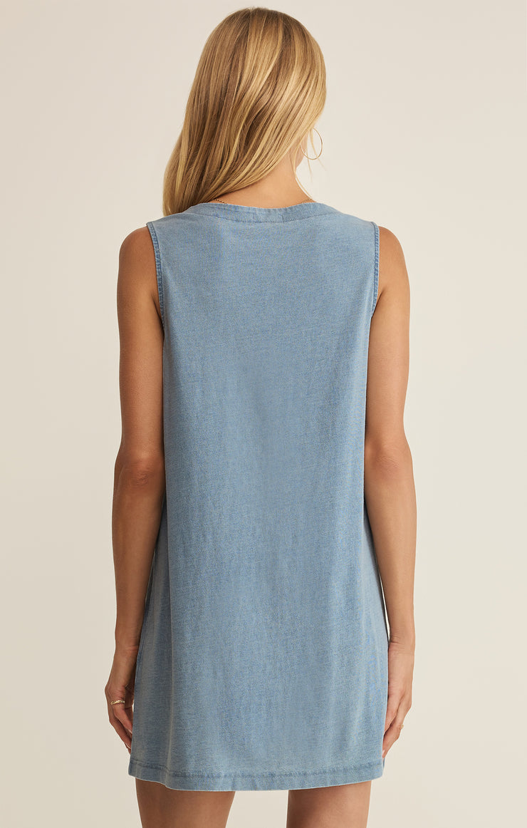 Dresses Solace Jersey Denim Mini Dress Ocean Air Indigo