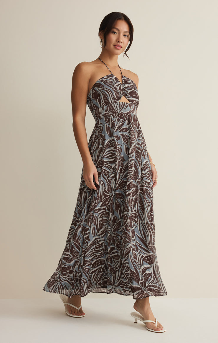Z SUPPLY Women's Lanie Zinn Floral Maxi Dress, Chocolate Cherry