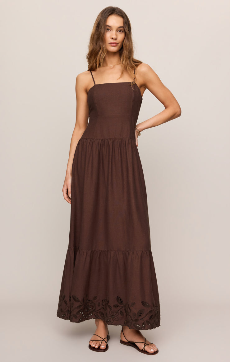 Dresses Esti Embroidered Maxi Dress Chocolate Cherry