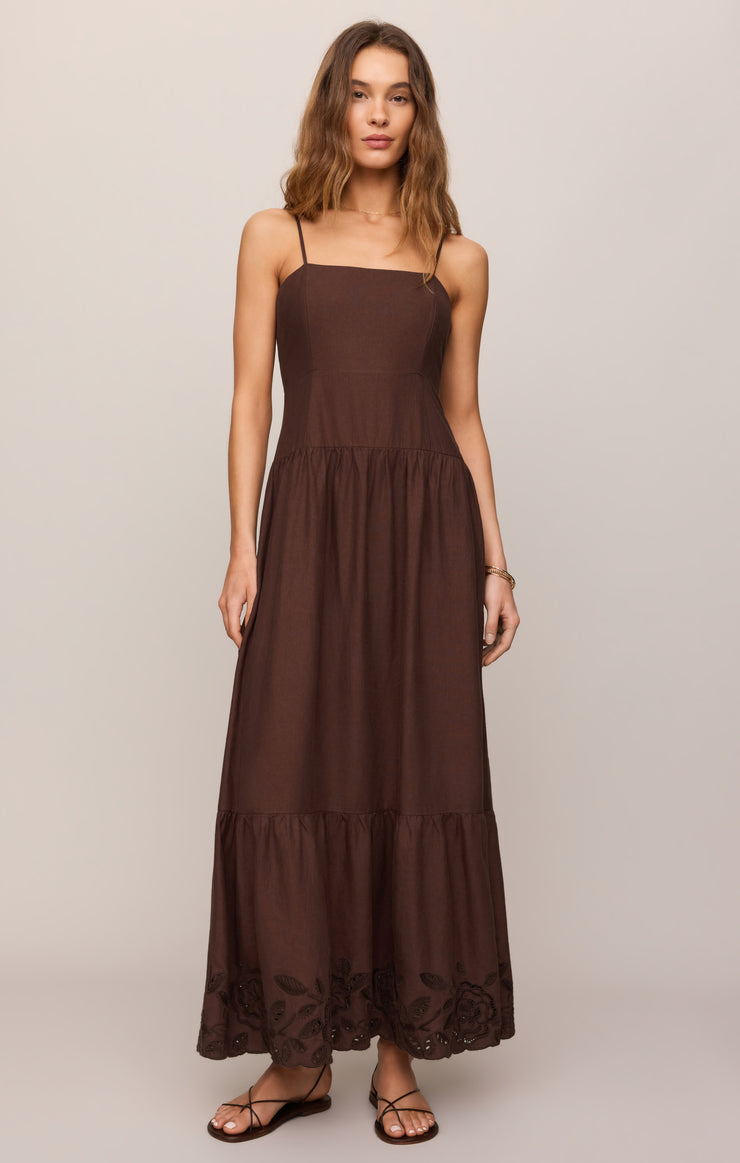 Dresses Esti Embroidered Maxi Dress Chocolate Cherry