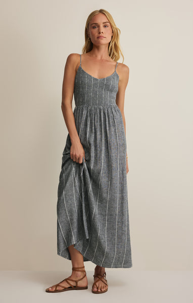 Z SUPPLY Women's Romy Striped Linen Maxi Dress, Eclipse