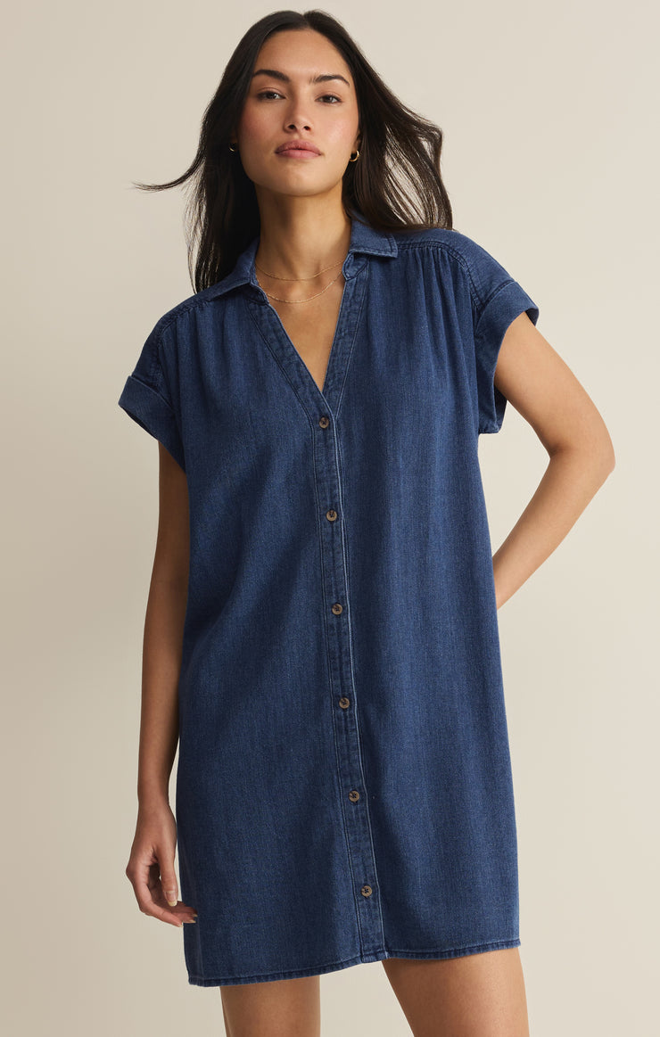 Z Supply Women's Shellbound Twill Dress, Twilight Blue