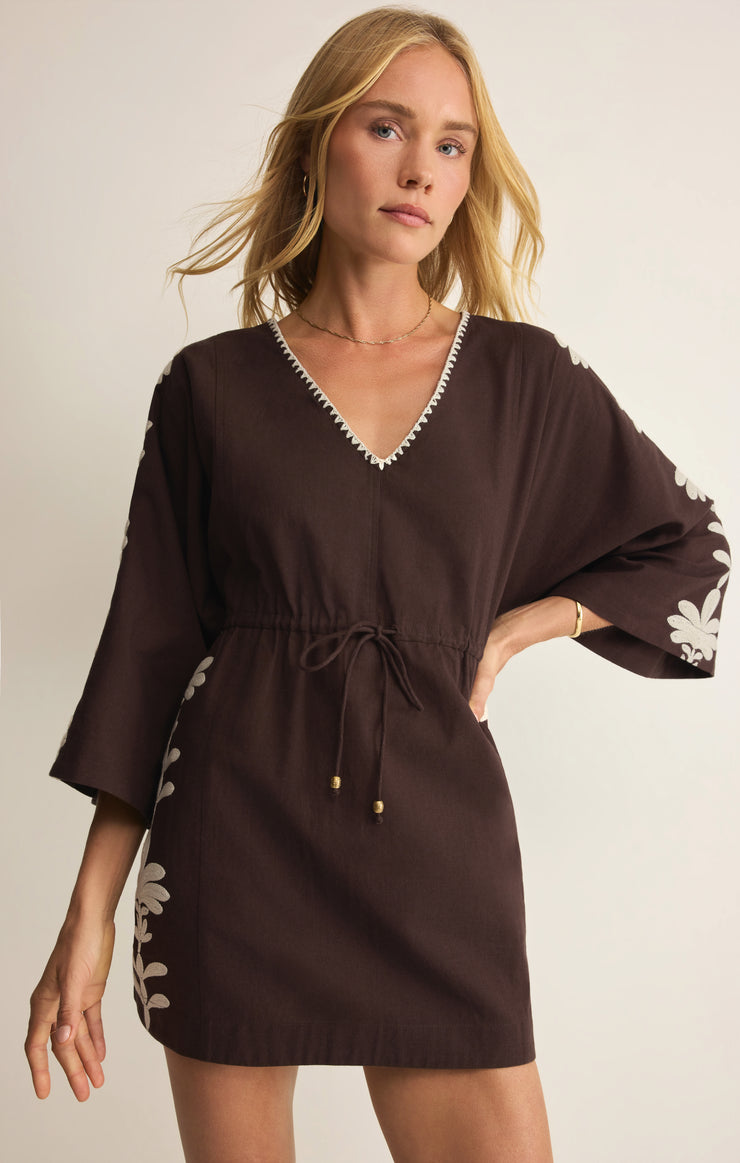Z SUPPLY Women's Whispering Palms Cover Up, Chocolate Cherry