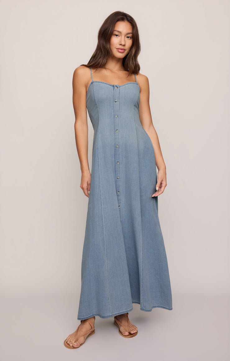 Angel Eyes Chambray Midi Dress Z SUPPLY Angel Eyes Chambray Midi Dress Z SUPPLY