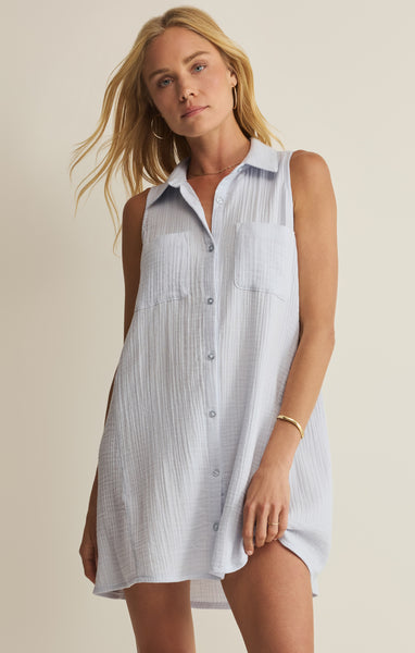 Z SUPPLY Women's New Light Crinkle Mini Dress, Hamptons Blue