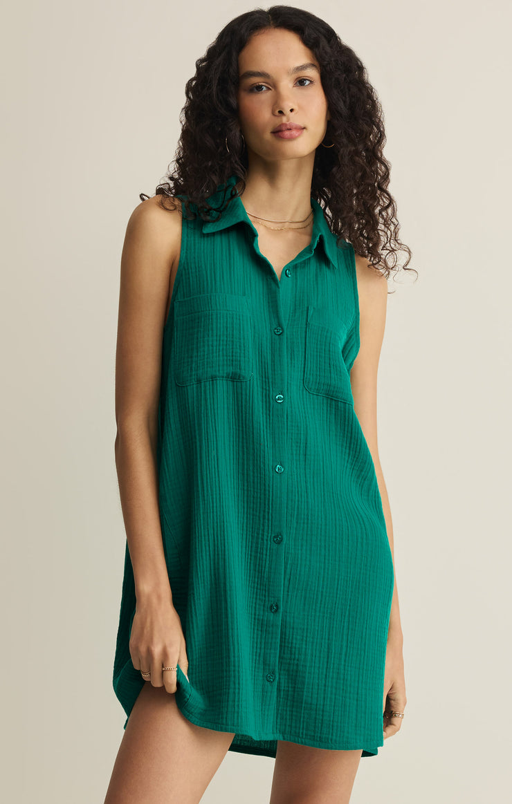 Dresses New Light Crinkle Mini Dress Rainforest