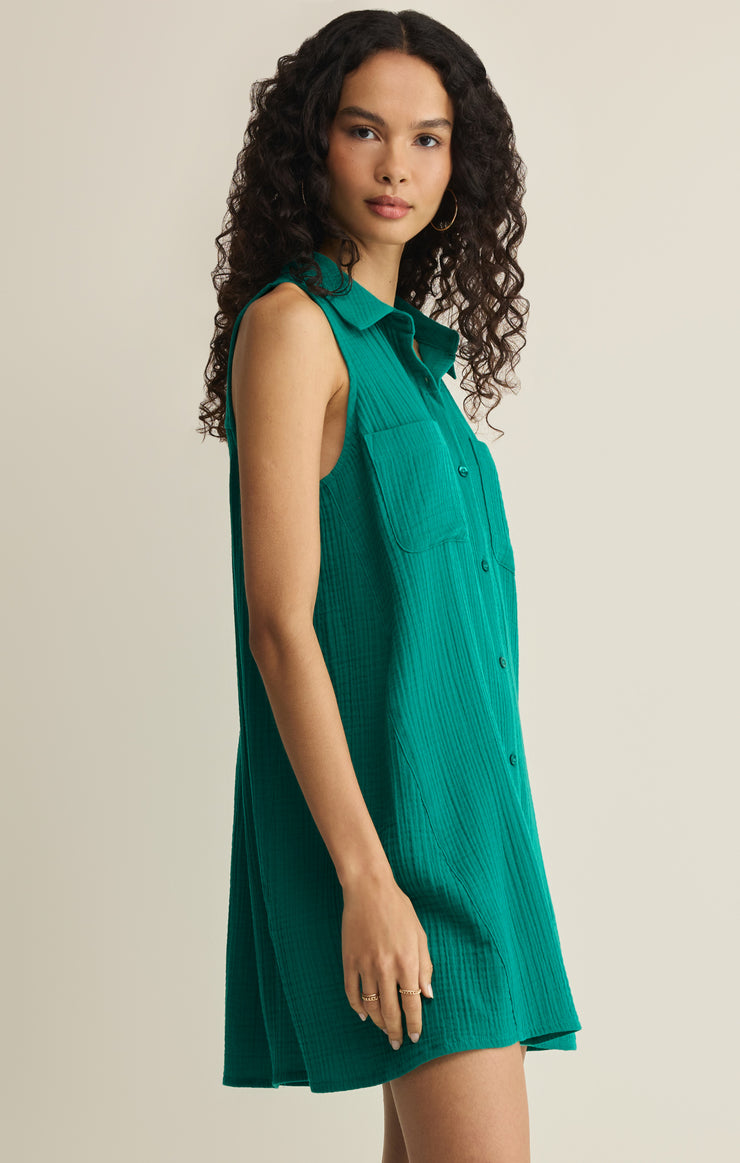 Dresses New Light Crinkle Mini Dress Rainforest