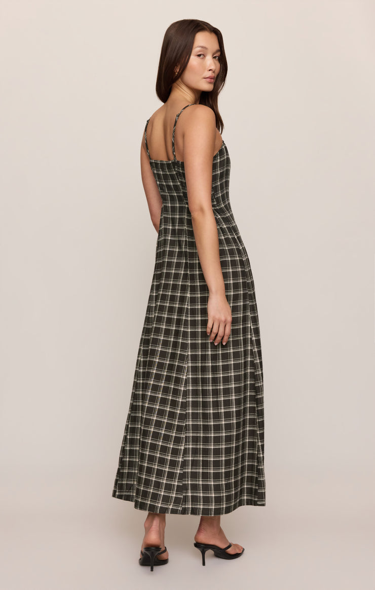 Dresses Angel Eyes Plaid Maxi Dress Ash Black