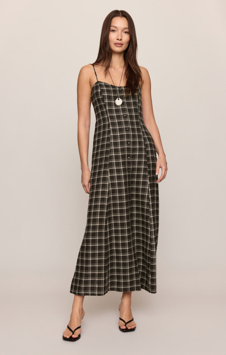 Dresses Angel Eyes Plaid Maxi Dress Ash Black