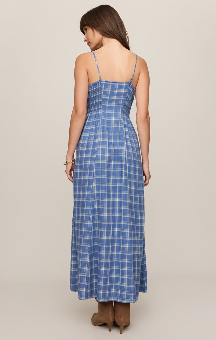 Dresses Angel Eyes Plaid Maxi Dress Mystic Blue