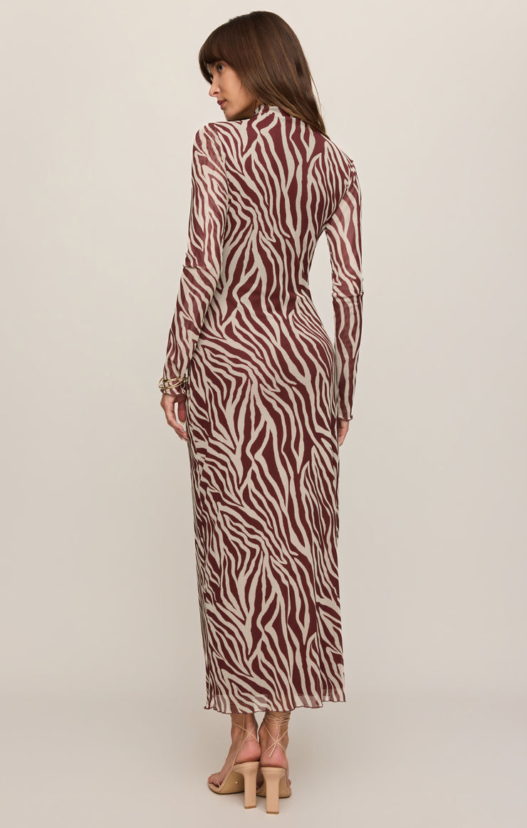 Dresses Sevilla Zebra Mesh Midi Dress Velvet Rouge