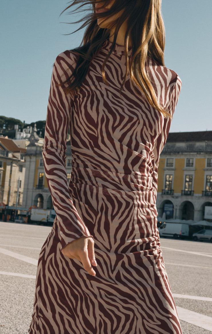 Sevilla Zebra Mesh Midi Dress