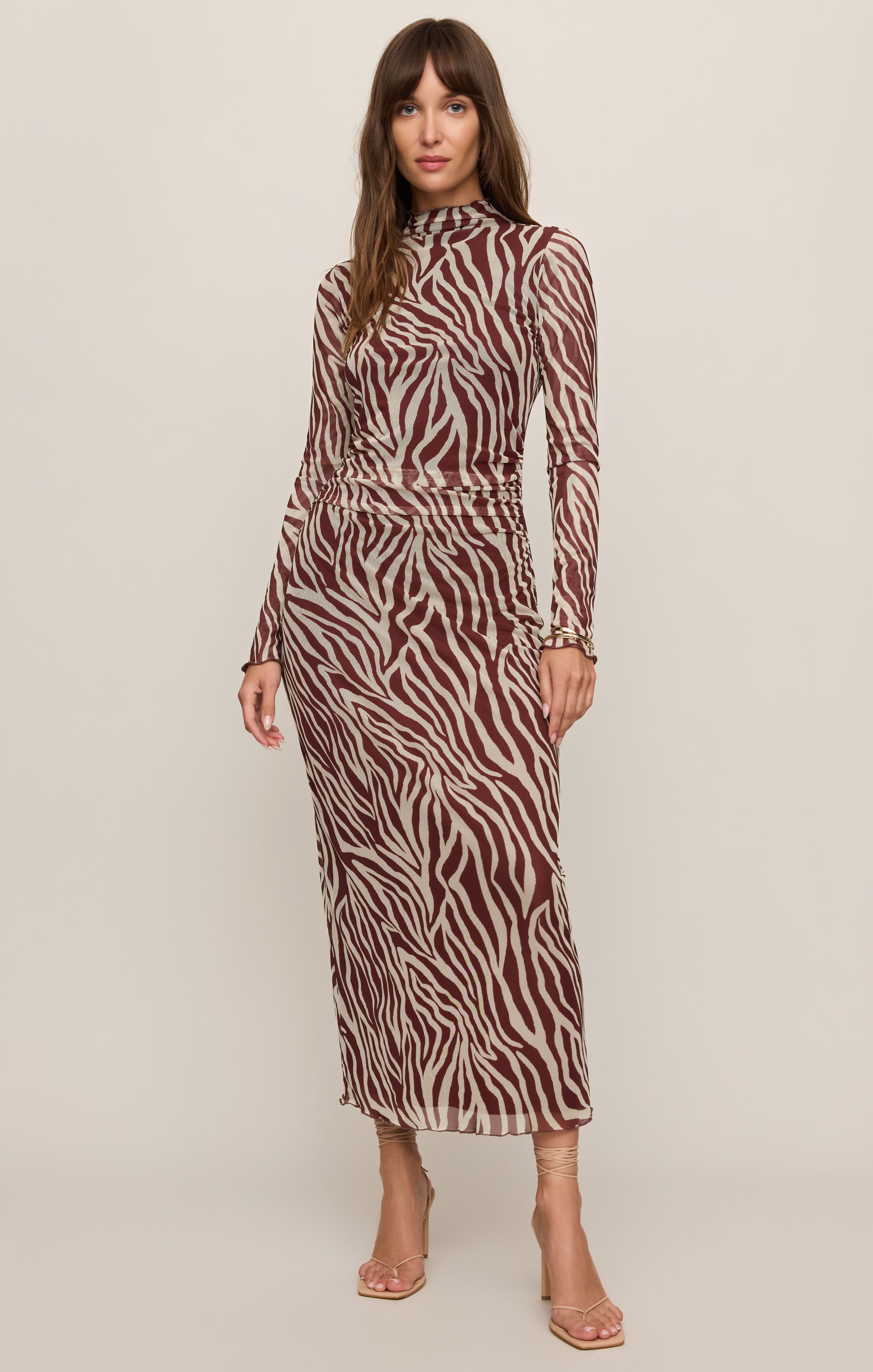 Z SUPPLY Women's Sevilla Zebra Mesh Midi Dress, Velvet Rouge