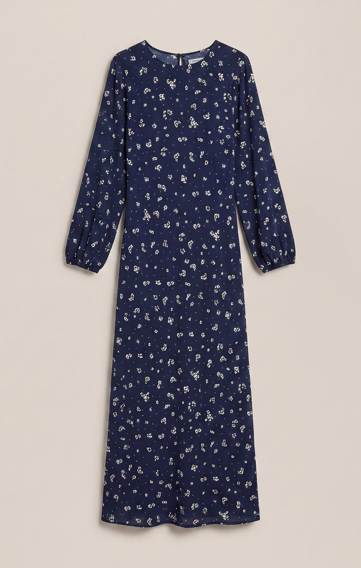 Midnight Tansy Floral Midi Dress