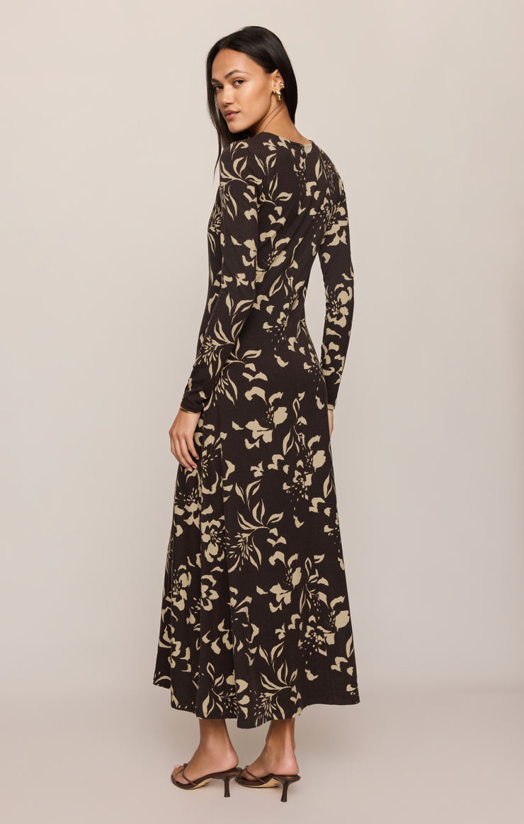 Dresses Lilian Freya Floral Midi Dress Dark Roast