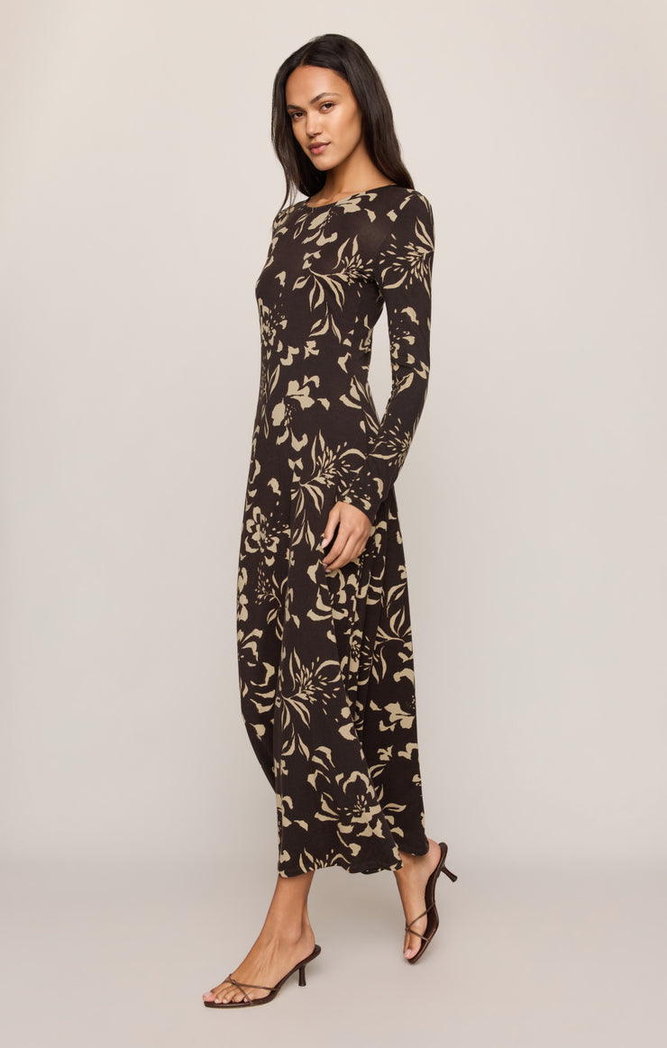 Dresses Lilian Freya Floral Midi Dress Dark Roast