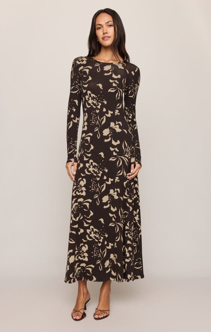 Dresses Lilian Freya Floral Midi Dress Dark Roast